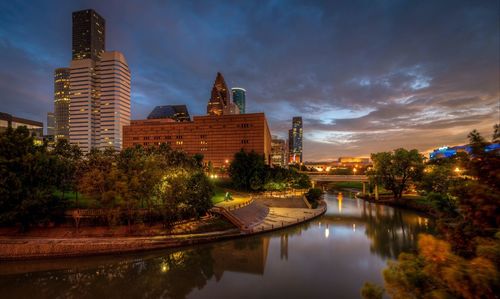 Reflection of buildings in river