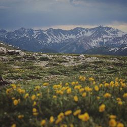 Scenic view of mountains against sky