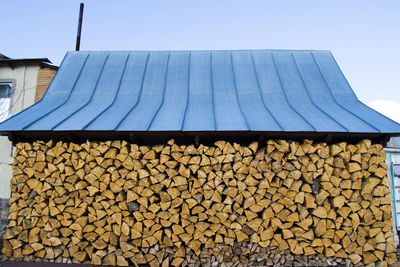 Low angle view of firewood