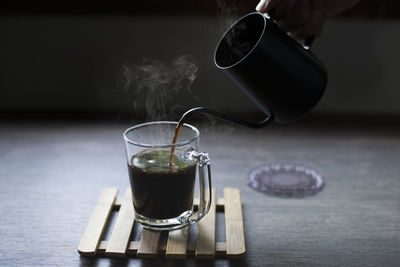 Close-up of tea cup on table