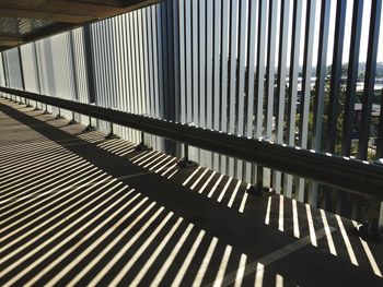 Low angle view of railing against building