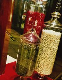 Close-up of red object on table