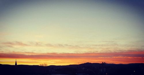 Scenic view of landscape against sky at sunset