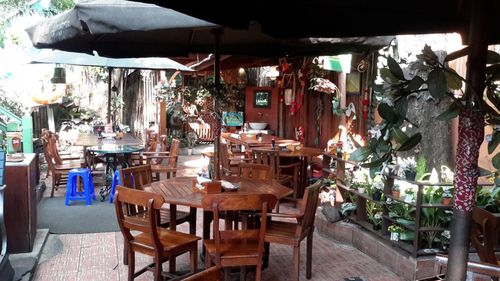 Chairs and tables in cafe