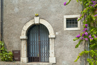 Closed door of building