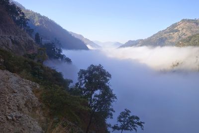 Scenic view of mountains against clear sky