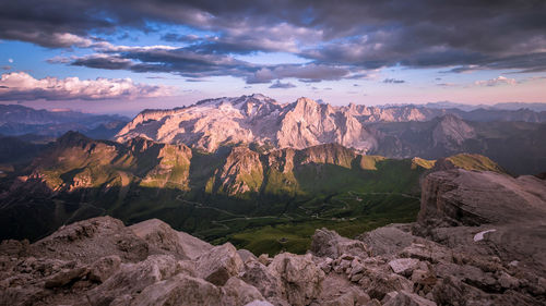 Scenic view of mountains against sky