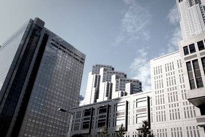 Low angle view of modern building against sky