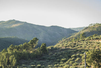 Scenic view of mountains against clear sky