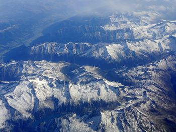 Aerial view of mountains against sky