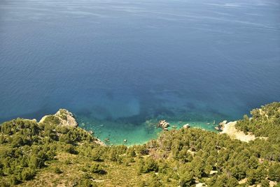 High angle view of land and sea