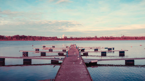 Scenic view of lake against sky