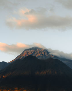 Big mountain in south america with sunlight 