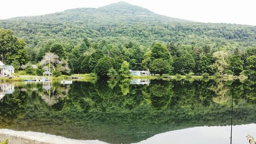 Scenic view of river and mountains