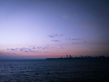 Scenic view of sea against sky at sunset