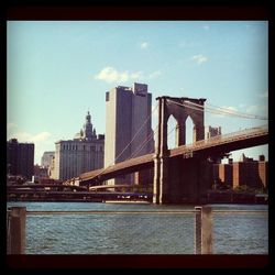 Suspension bridge over river