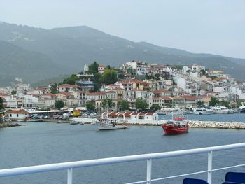 Residential district with sea in background