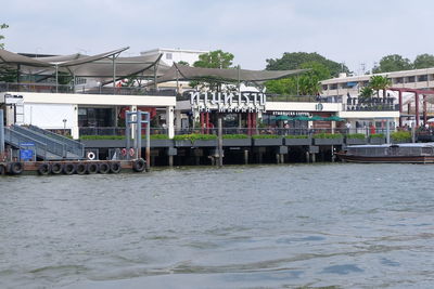 View of river in town