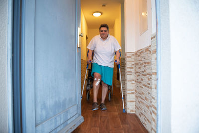 A disabled person at home