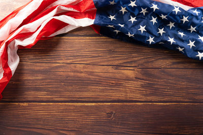 Directly above shot of american flag on table