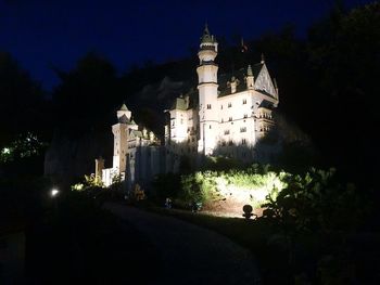 Illuminated historic building against sky at night