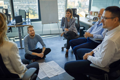 Business team having a workshop in office