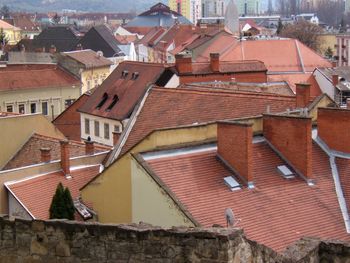 High angle view of residential buildings