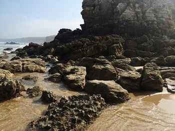 Rock formations on beach