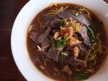 Close-up of soup served in bowl