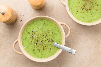 High angle view of drink in bowl