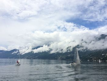 Boats sailing in sea