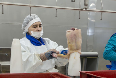 Excursion to the production of duck semi-finished products. full cycle from cutting to packaging 