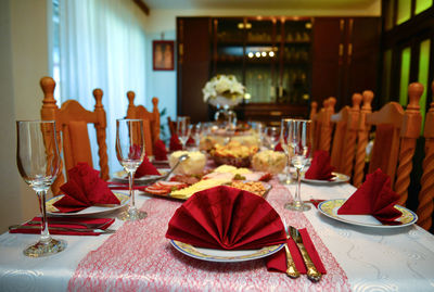 Close-up of dining table