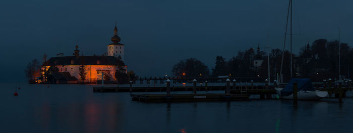 View of buildings in water