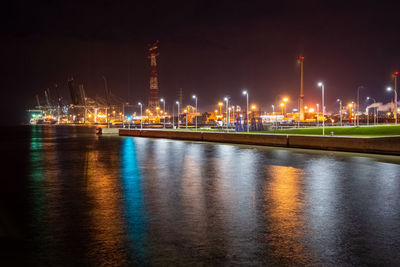 Illuminated city at night