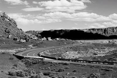 Surface level of road passing through landscape