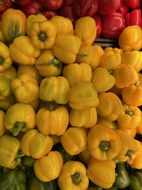 Full frame shot of bell peppers for sale at market stall