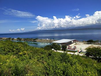 High angle view of sea against sky