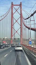 View of suspension bridge against sky