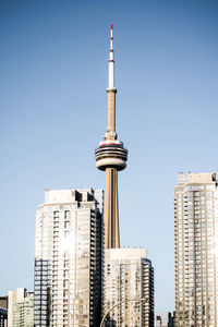 Low angle view of building against blue sky