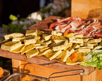 Close-up of food on cutting board