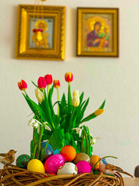 Close-up of flowers on table at home