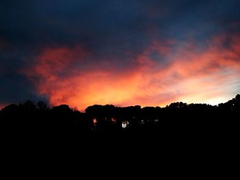 Silhouette landscape against sky during sunset