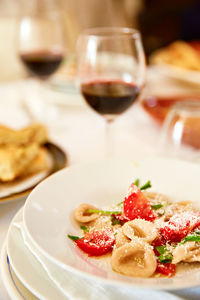 Close-up of food in plate on table