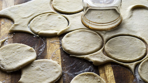 Close-up of dough on table