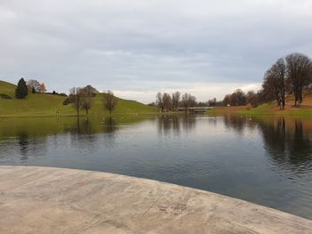 Scenic view of lake against sky