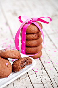 Close-up of cookies on table