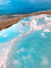 Scenic view of sea against sky, pamukkale