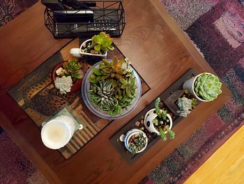 High angle view of food on table