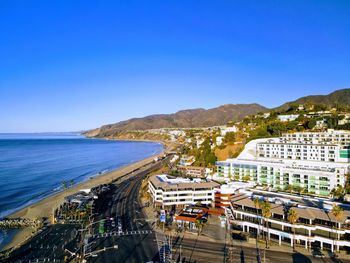 High angle view of pacific coast highway in the pacific palisades 